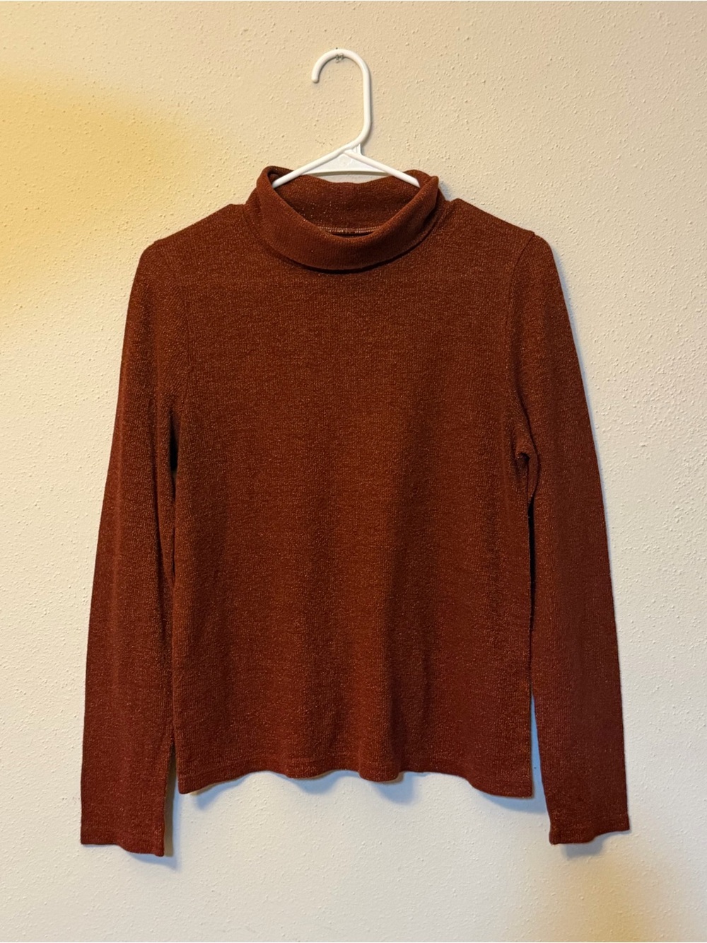 Madewell Rust Shimmer Turtleneck Long Sleeve